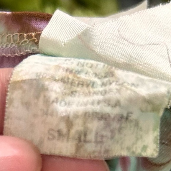 Lucky Brand vtg brown green y2k 2000 triangle key ring high cut tie dye bikini - Picture 8 of 8